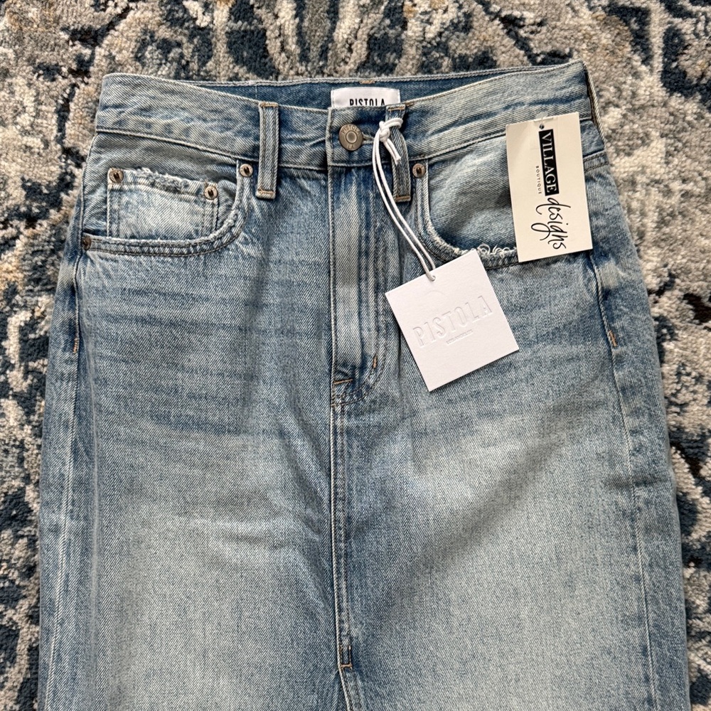 Pistola Light Blue Denim Midi Skirt - Picture 4 of 8
